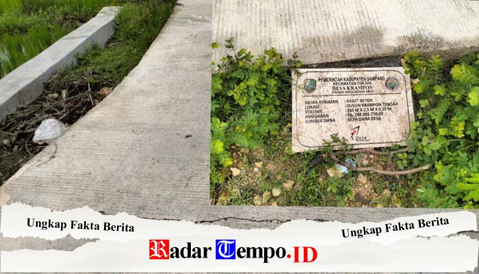 Jalan Rabat Dana Desa Krampon Retak Panjang, Klaim Sukses Pemdes Dipertanyakan!