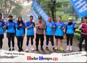 Personel Polres Kediri Ikut Meriahkan Fun Run di Bendung Gerak Waru Turi