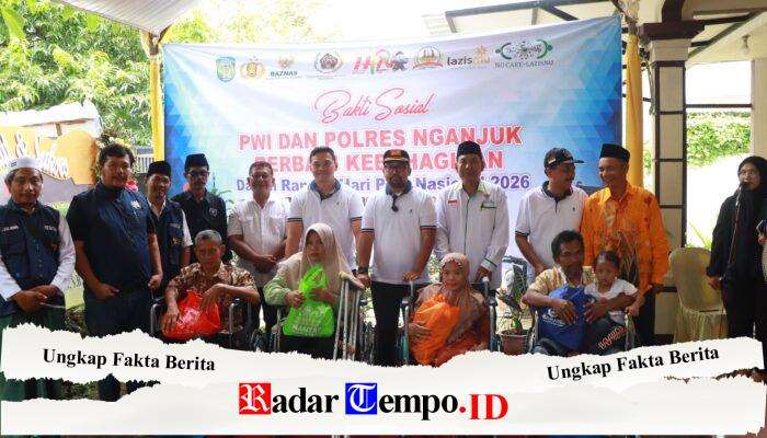 Polres Nganjuk dan PWI Satukan Langkah, Salurkan Kursi Roda dan Sembako Peringati HPN 2026