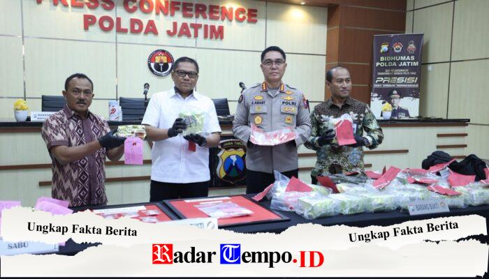Polda Jatim Bongkar 2 Kasus Narkoba, Total 33,374 Kg Sabu Disita Satu Kurir Ditangkap