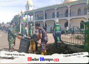 Babinsa Posramil Panyipatan Kodim 1009/Tla Laksanakan Jum’at Bersih di Masjid Jami Al Mujahidin