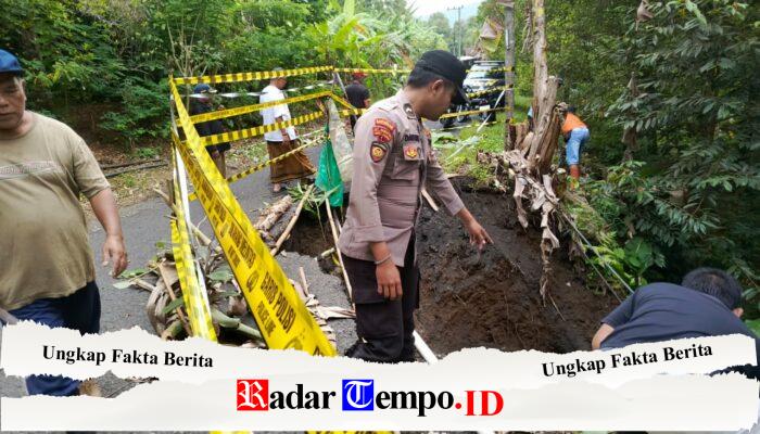 Pasang Police Line, Polres Lumajang Tangani Longsor di Tempursari Kendaraan Berat Dilarang Melintas
