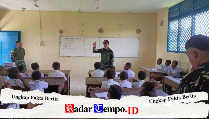 Pos Kimaam Satgas Kewilayahan Yonif 123/Rajawali Gelar Kegiatan GADIK di SD Inpres Distrik Kimaam Merauke