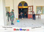 Instruksi Presiden Ditindaklanjuti, Polsek Banama Tingang Gelar Kerja Bakti Bersihkan Rumah Ibadah