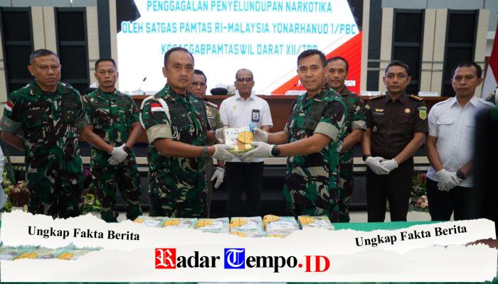 Gagalkan Penyelundupan 55,2 Kg Sabu di Perbatasan, Pangdam XII/Tpr Pimpin Press Release