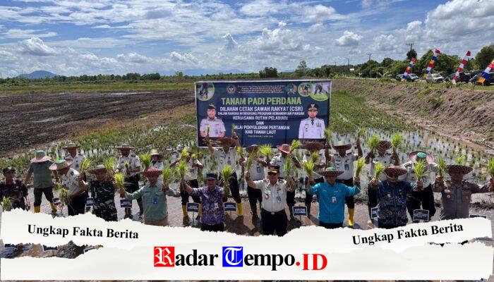 Perkuat Sinergi dan Ketahanan Pangan, Personel Kodim 1009/Tanah Laut Hadiri Tanam Padi Perdana di Lahan Cetak Sawah Rakyat Desa Pagatan Besar
