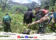 Babinsa dan Warga Kompak, Pembersihan Jalan Dukung Pembangunan Listrik Desa