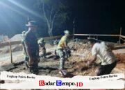 Maksimalkan Pekerjaan Jembatan Garuda, Personel Kodim 1009/Tla Bersama Warga Manfaatkan Waktu Malam