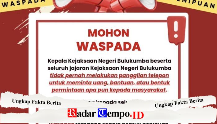 Kejari Bulukumba Imbau Warga Waspada Penipuan Berkedok Telepon Mengatasnamakan Aparat