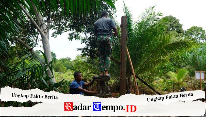 Satgas TMMD Ke-129 Kodim 1208/Sambas Mulai Pasang Tiang RTLH Milik Pak Amat