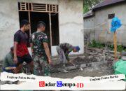 Satgas TMMD Reguler Ke-129 Bersama Warga Bangun Pondasi Teras RTLH