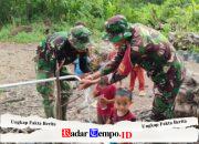 Satgas TMMD Ke-129 Hadirkan Keceriaan, Bermain Air Bersih Bersama Anak-Anak Tempapan Hulu