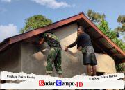 Satgas TMMD Ke-129 Pasang GRC Bagian Luar Rumah Buk Kiki Mayanti