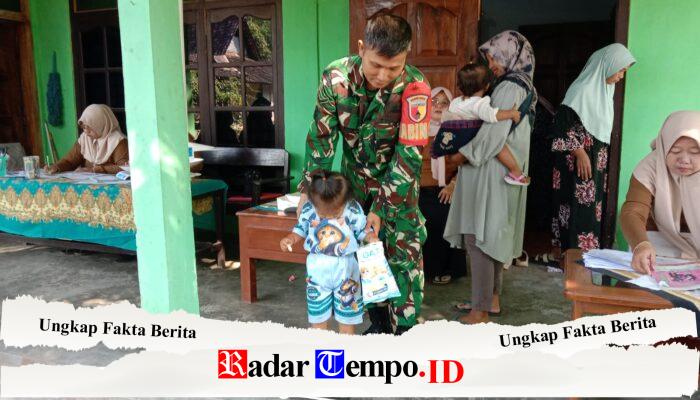 Tingkatkan Kesehatan Anak Dan Cegah Stunting, Serda Fiyan Setyadi Dampingi Posyandu ILP Di Desa Kebon Agung
