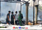 Api Lahap Dua Rumah di Lok Batu, Babinsa Bersama Tim Gabungan Berjibaku Padamkan Api