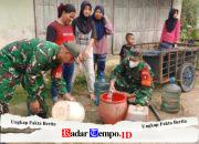 Kodim 1002/HST Kembali Turunkan Water Tank, Warga Desa Jamil Terima Bantuan Air Bersih