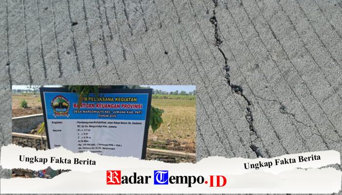 Proyek Rabat Beton Rp150 Juta di Margomulyo Pati Disorot, Jalan Retak Jadi Perhatian