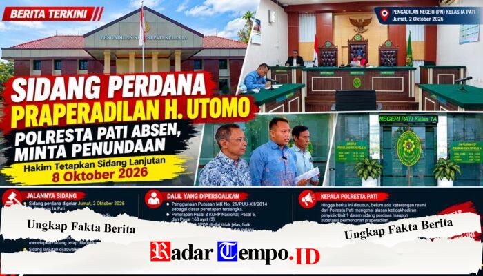 Sidang Perdana Praperadilan H. Utomo, Polresta Pati Absen dan Minta Penundaan