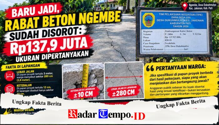 Baru Jadi, Rabat Beton Ngembe Sudah Disorot: Rp137,9 Juta, Ukuran Dipertanyakan