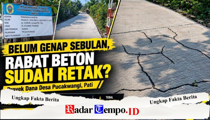 VIRAL, Rabat Beton Dana Desa Pucakwangi Rp130 Juta Diduga Sudah Retakan