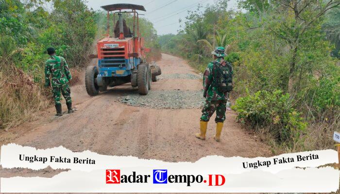 Alat Berat Grader Didatangkan, Satgas TMMD Mulai Bersihkan Badan Jalan Sepanjang 1 Kilometer di Karang Rejo
